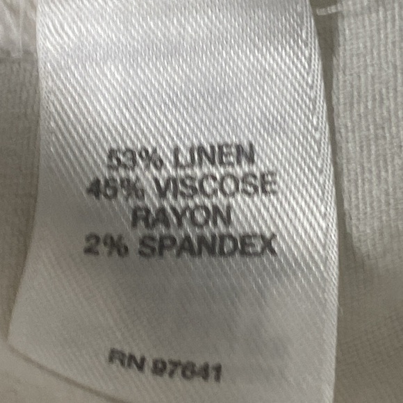 J. Jill White Linen Blend Coastal High Rise Stretch Trouser Pants Size L Tall - Picture 10 of 12
